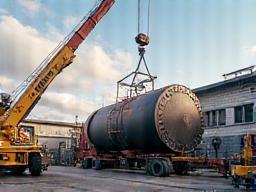 Boiler installation site with crane